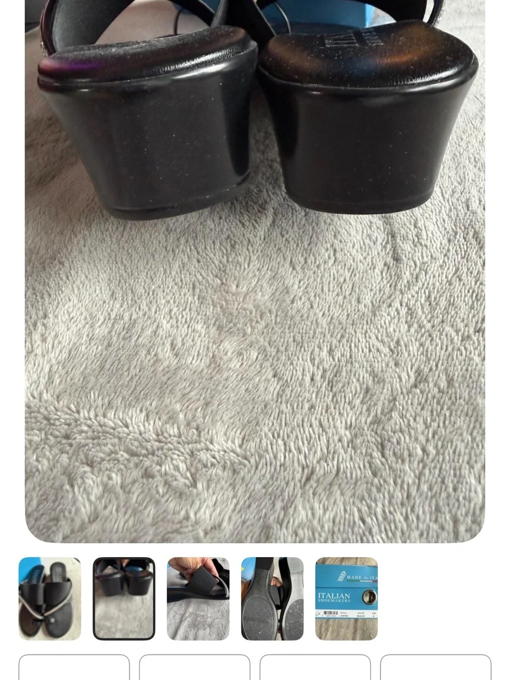 Italian Shoemakers Black Slide Sandals with Rhinestone Strap